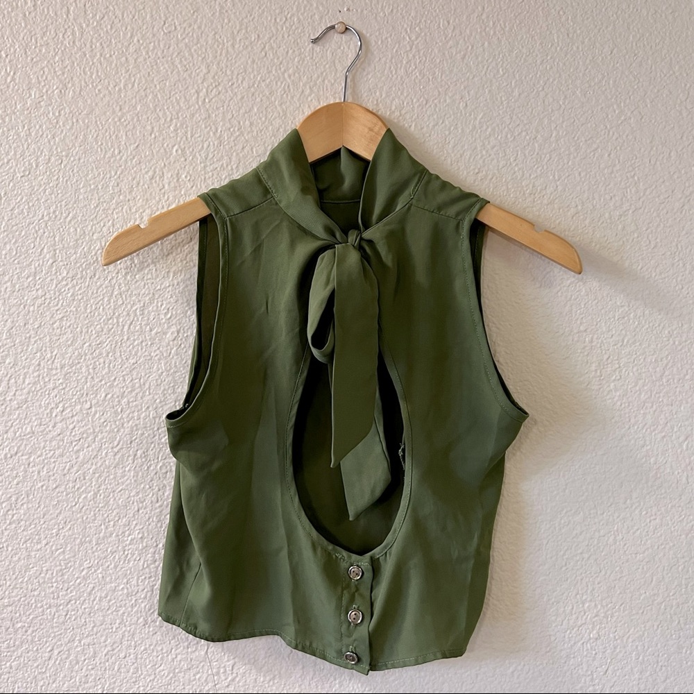 Olive green crop blouse size s